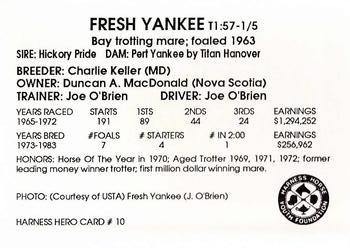 1991 Harness Heroes #10 Fresh Yankee Back